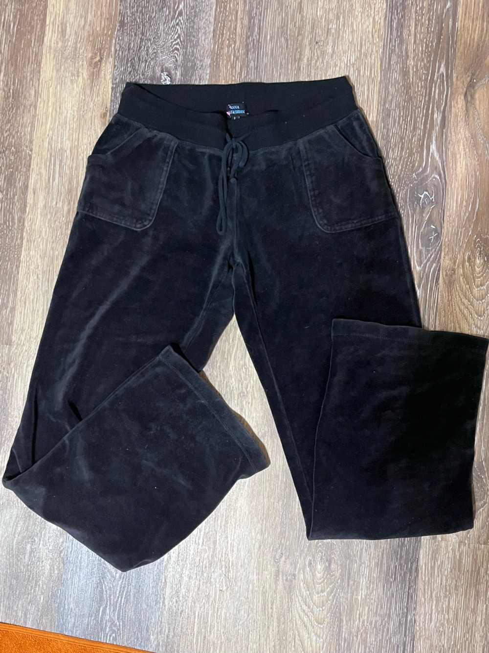 Black Velour Y2K Drawstring Lounge Pants